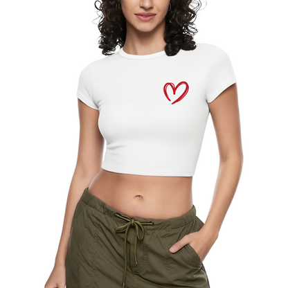 Tiny Hand-Drawn Red Heart Black Crop Top ¨C Cute Coquette Daily Top