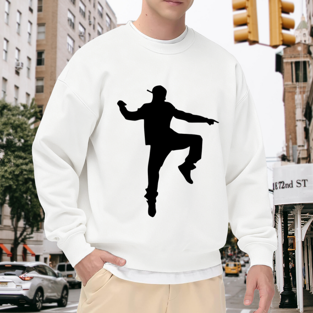 Hip Hop Dancer Silhouette Crewneck Sweatshirt | Street Dance Graphic Pullover, Urban Streetwear Top, Dancer Gift