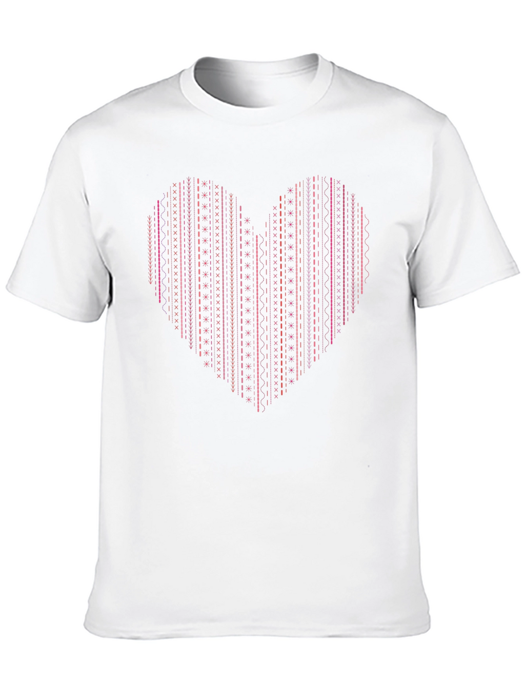 Heart Stitch Print Black T-Shirt