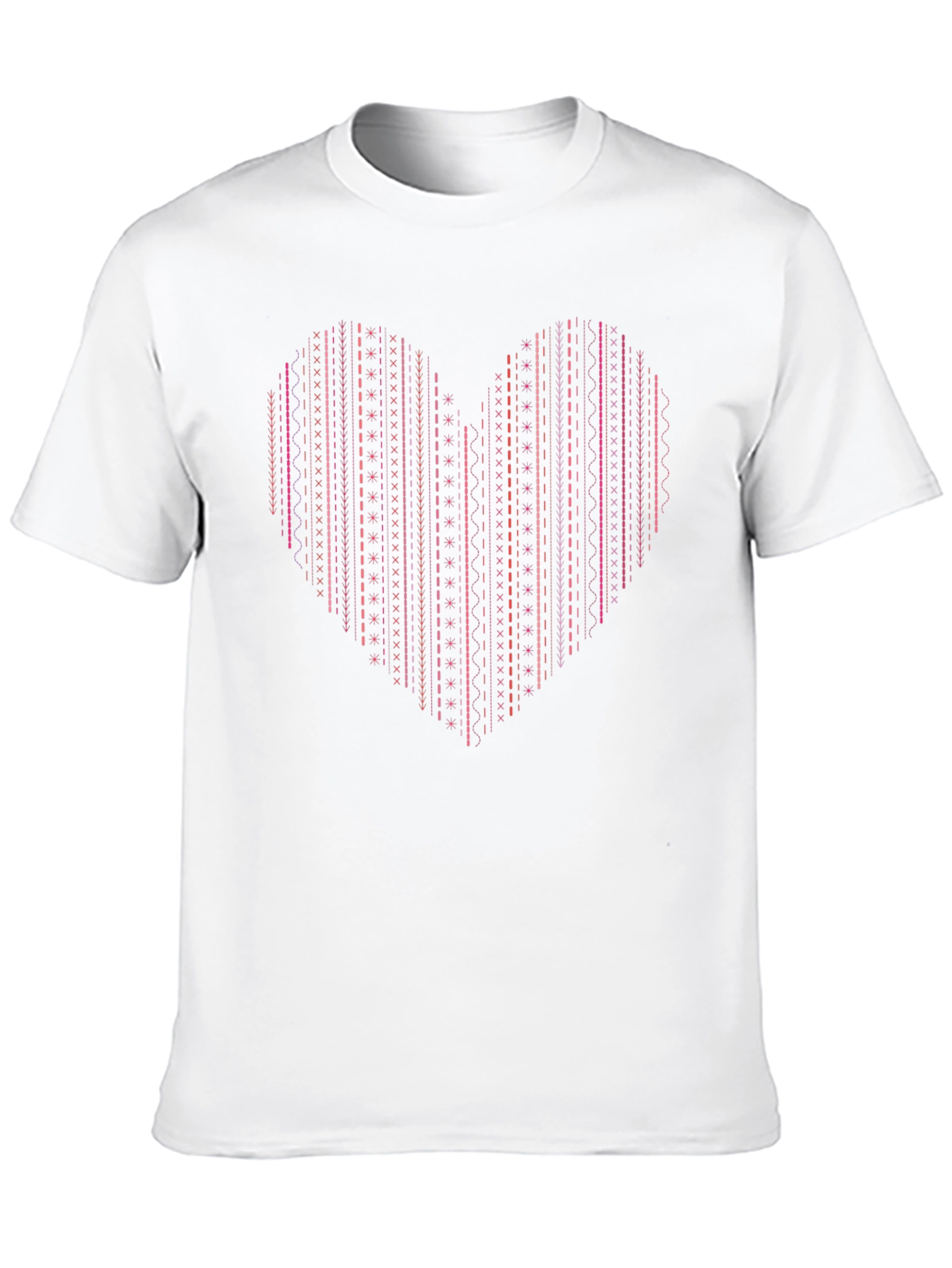Heart Stitch Print Black T-Shirt