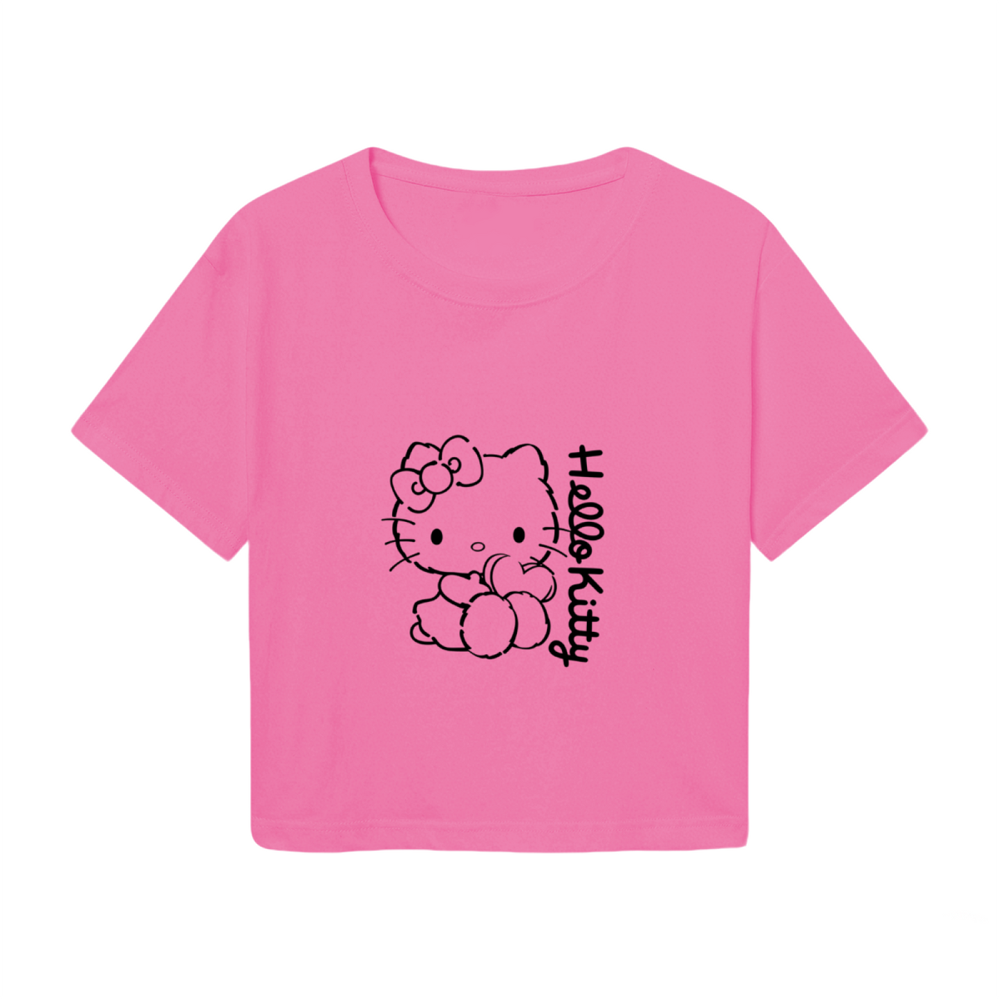 Minimal Hello Kitty Letter Art Aesthetic Pink Cropped Tee
