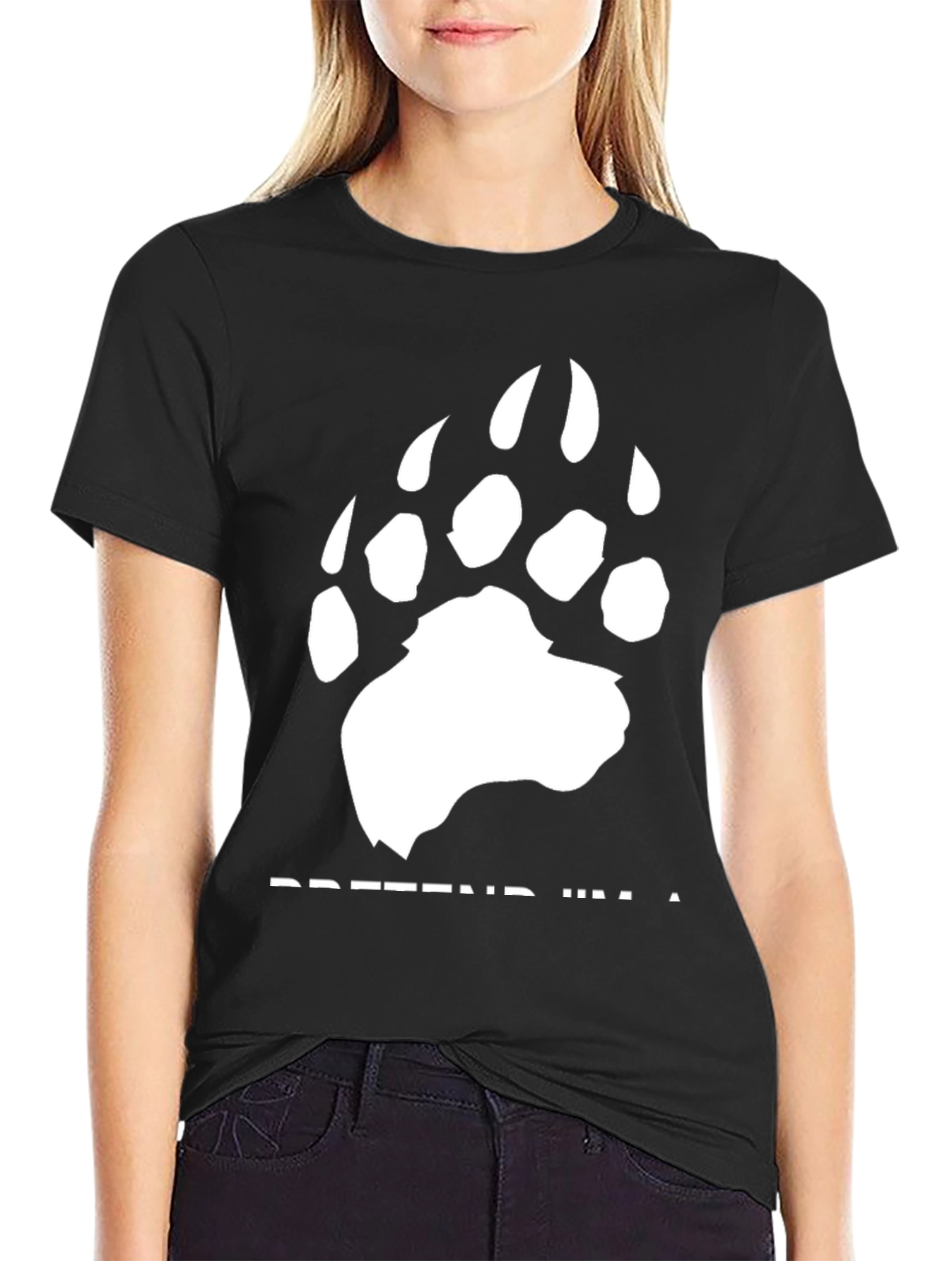 Pretend Im a Bear Graphic Tee - Black