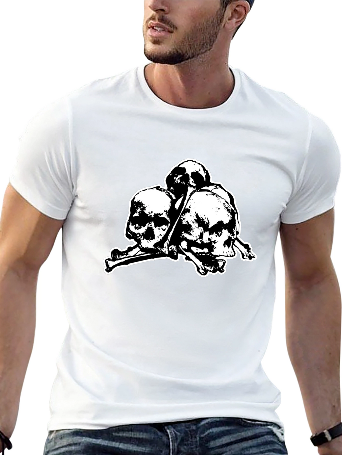 Skull & Crossbones Graphic Tee - Gothic Style