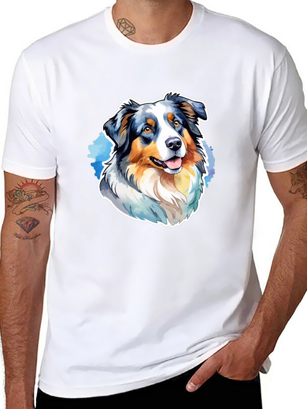Australian Shepherd Graphic Tee - Mens Black T-Shirt