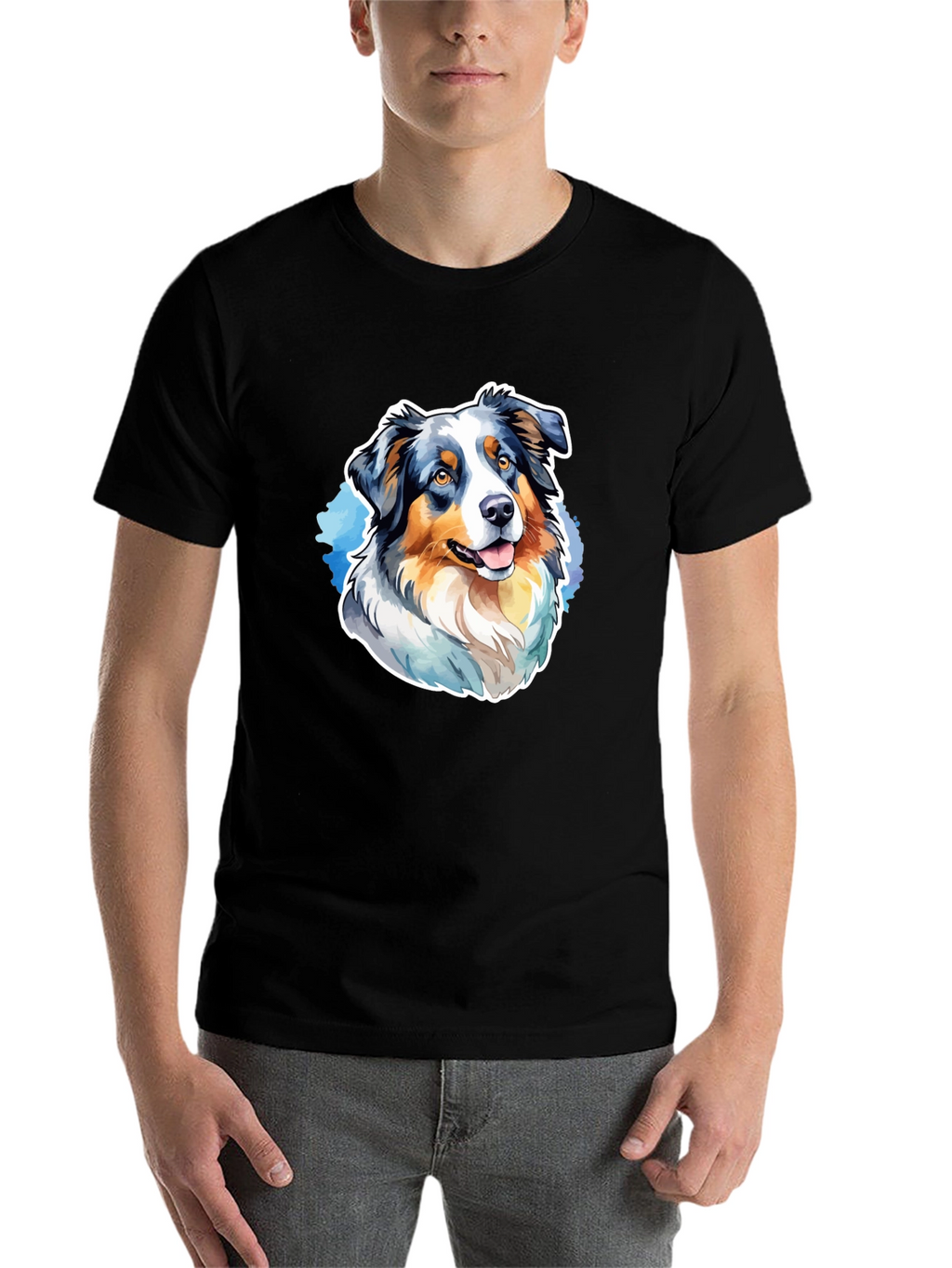 Australian Shepherd Graphic Tee - Mens Black T-Shirt