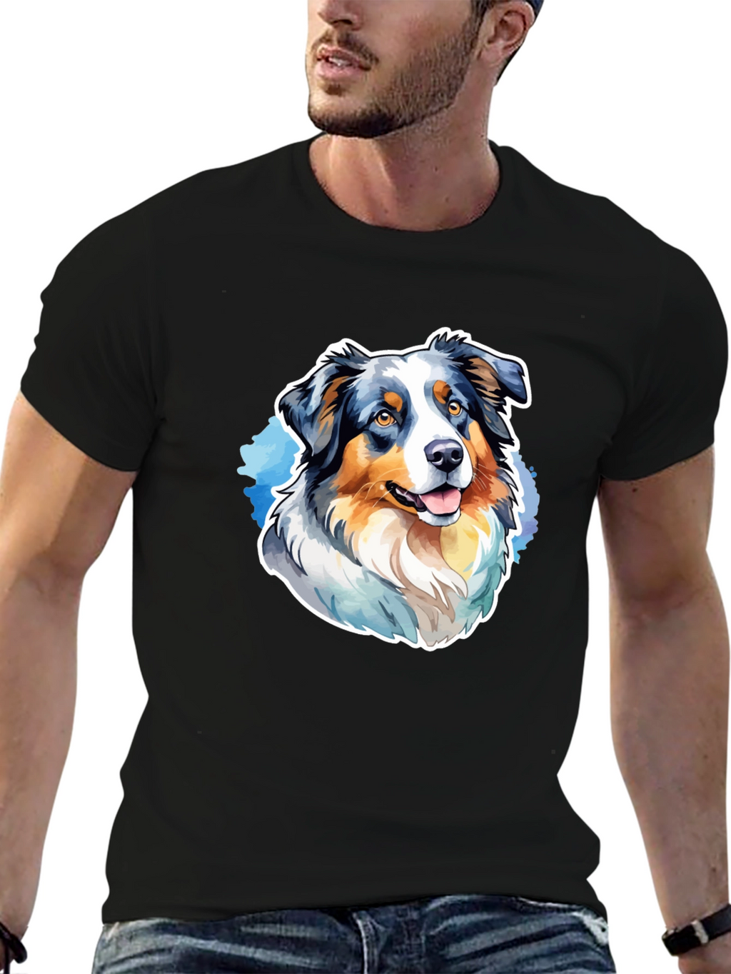 Australian Shepherd Graphic Tee - Mens Black T-Shirt