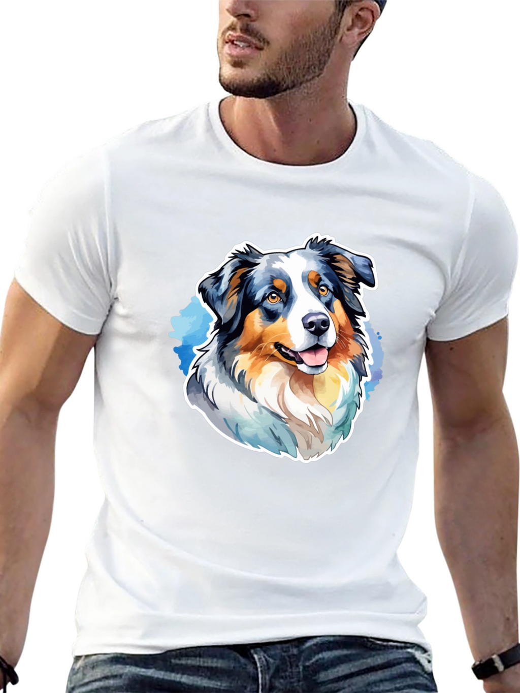 Australian Shepherd Graphic Tee - Mens Black T-Shirt