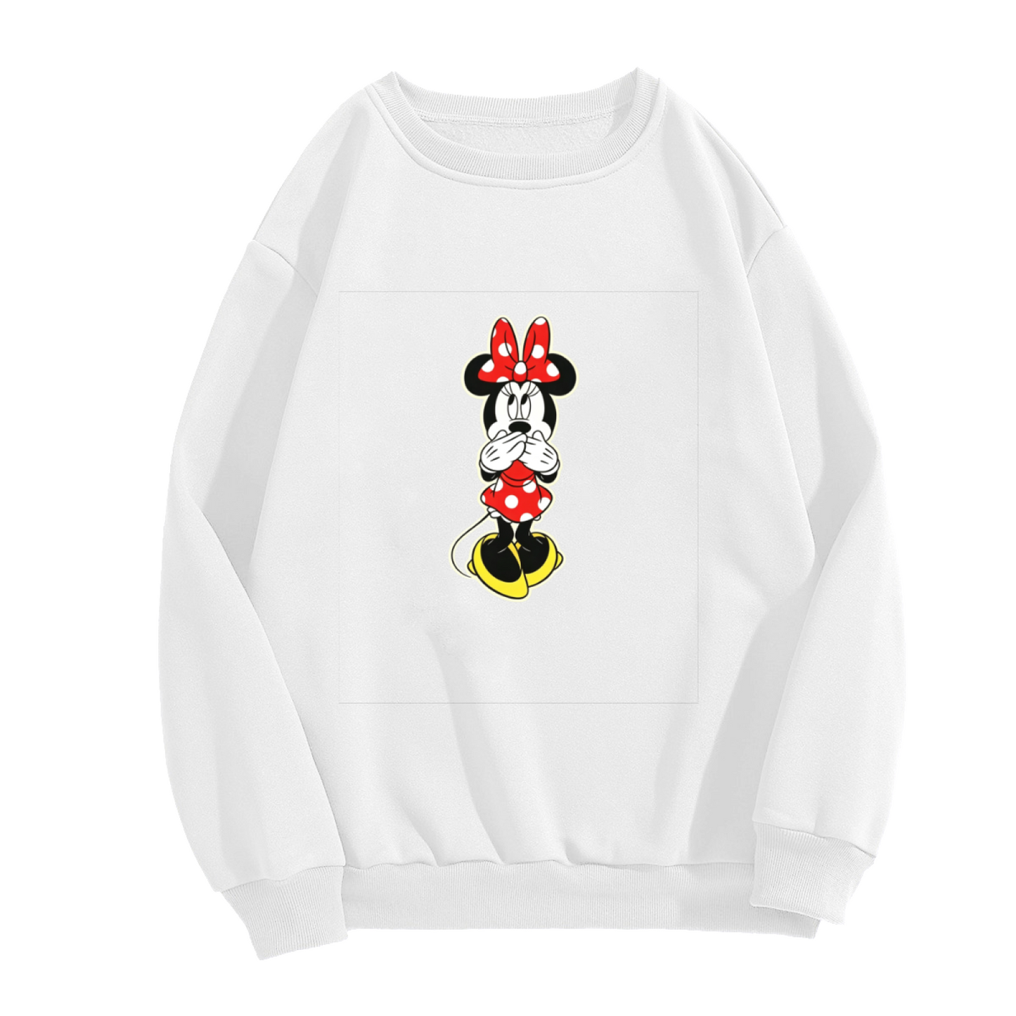 Funny Shy Cover?Mouth Minnie Mouse Casual Crewneck Sweatshirt