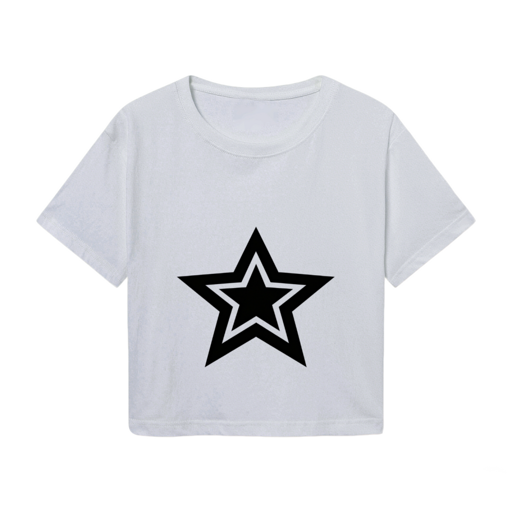 Double Layer Star Aesthetic Grey Crop Top