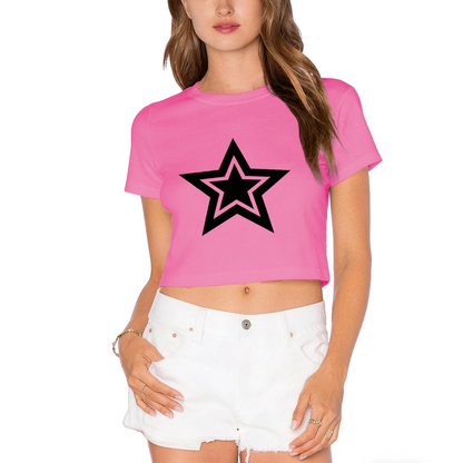 Double Layer Star Aesthetic Grey Crop Top