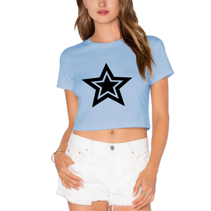 Double Layer Star Aesthetic Grey Crop Top