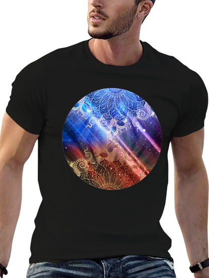 Mandala Galaxy Graphic Black T-Shirt