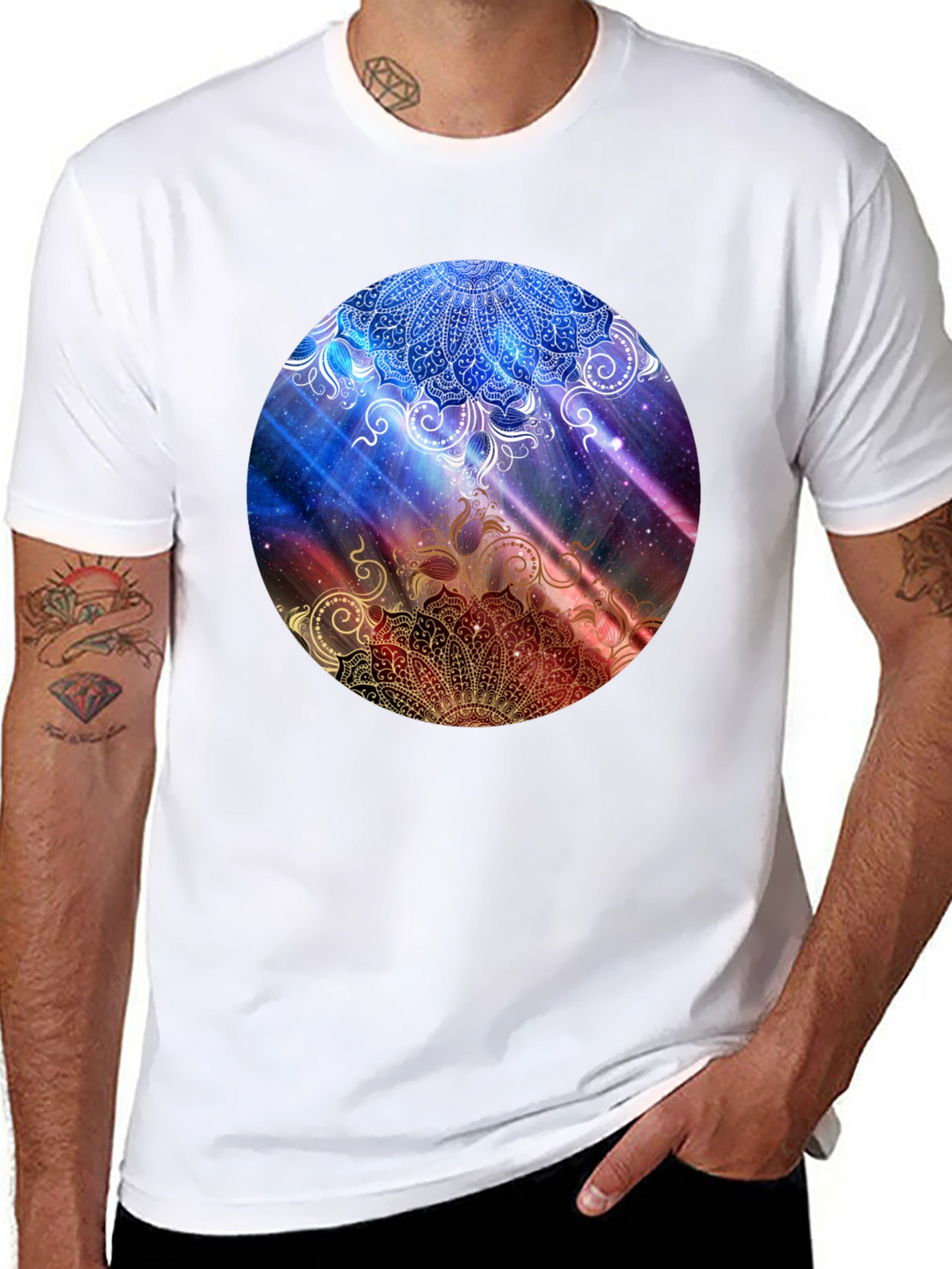 Mandala Galaxy Graphic Black T-Shirt