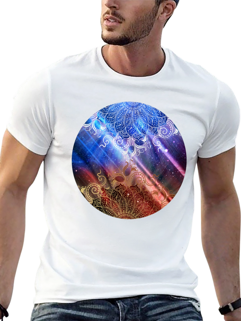 Mandala Galaxy Graphic Black T-Shirt