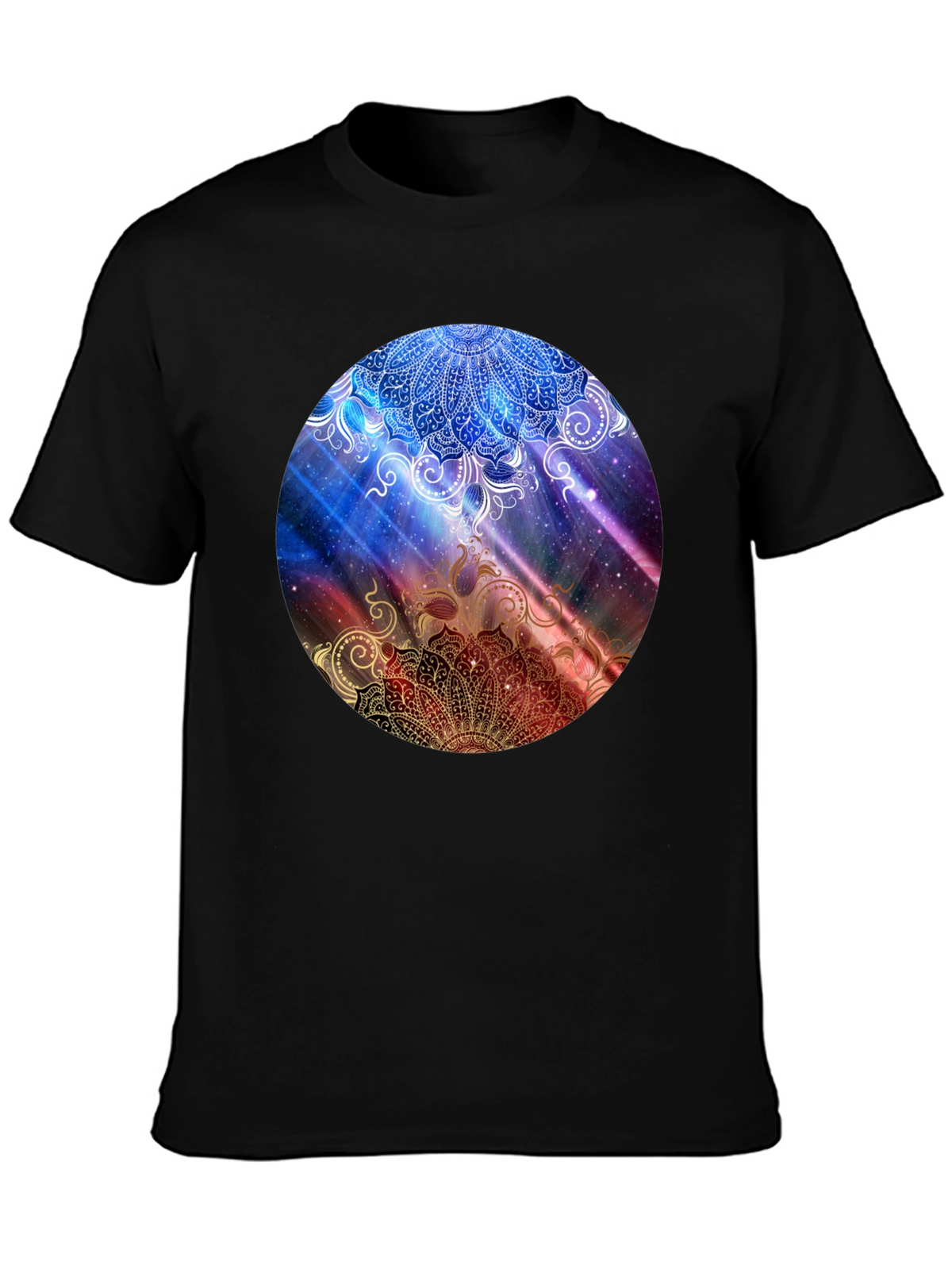 Mandala Galaxy Graphic Black T-Shirt