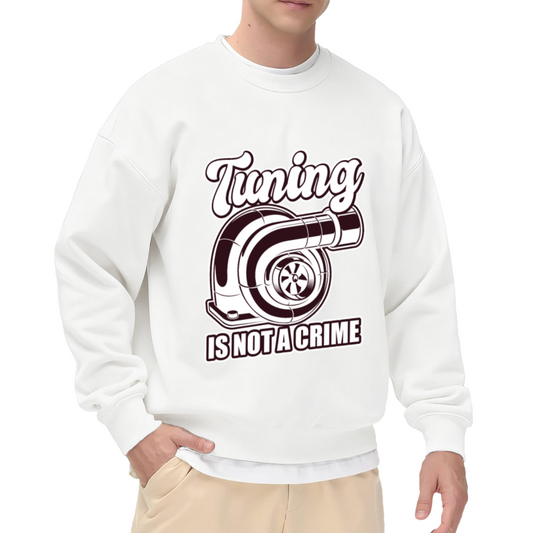 Tuning Is Not A Crime Turbocharger Car Crewneck Sweatshirt | JDM Automotive Enthusiast Pullover, Car Guy Gift
