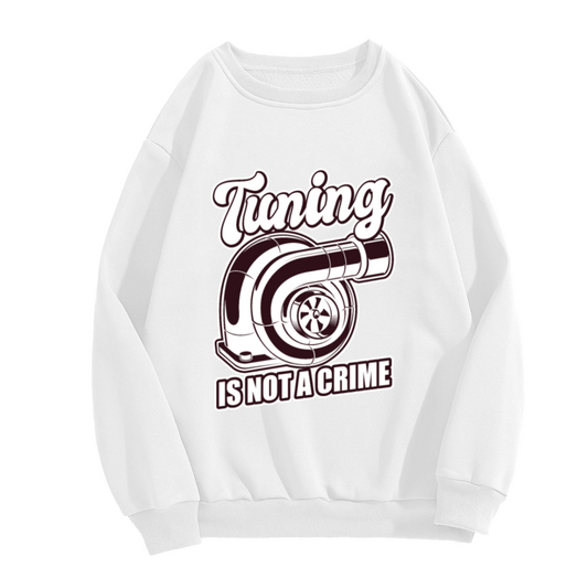 Tuning Is Not A Crime Turbocharger Car Crewneck Sweatshirt | JDM Automotive Enthusiast Pullover, Car Guy Gift