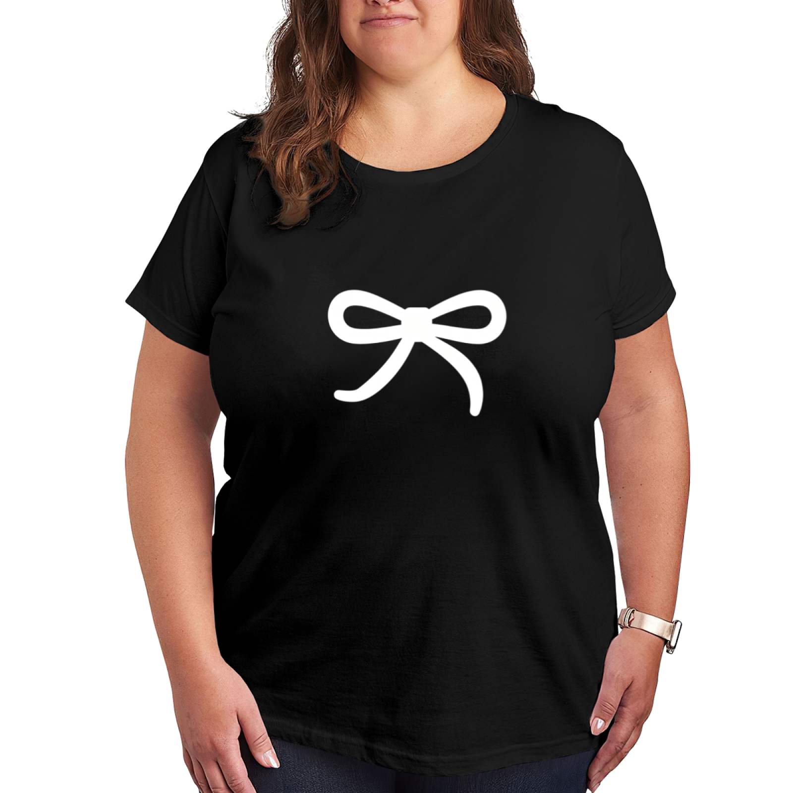 Simple White Bow Black Coquette Aesthetic Tee For Women