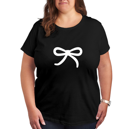 Simple White Bow Black Coquette Aesthetic Tee For Women