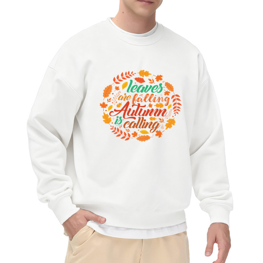 Leaves Are Falling Autumn Is Calling Fall Wreath Crewneck Sweatshirt | Cozy Autumn Leaves Pullover, Thanksgiving Gift