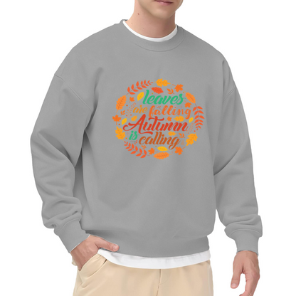 Leaves Are Falling Autumn Is Calling Fall Wreath Crewneck Sweatshirt | Cozy Autumn Leaves Pullover, Thanksgiving Gift