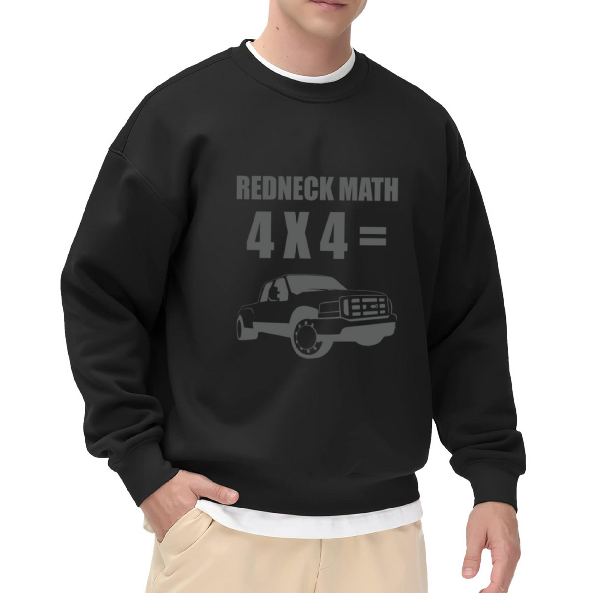 Redneck Math 4x4 Truck Crewneck Sweatshirt, Lifted Pickup Pullover, Country Trucker Gift
