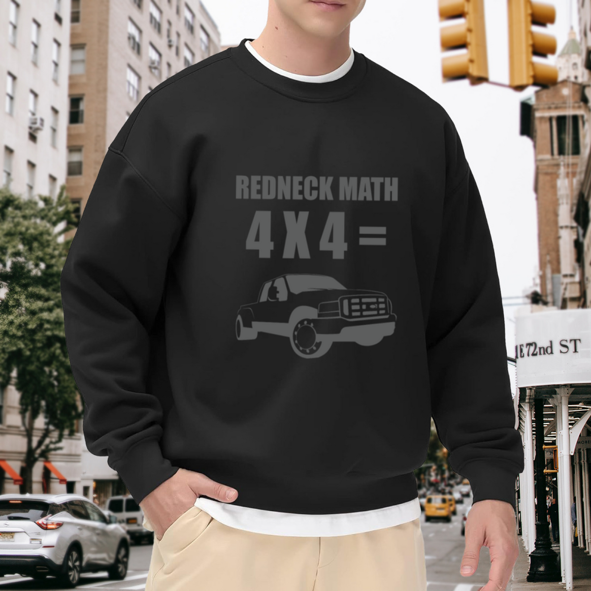 Redneck Math 4x4 Truck Crewneck Sweatshirt, Lifted Pickup Pullover, Country Trucker Gift