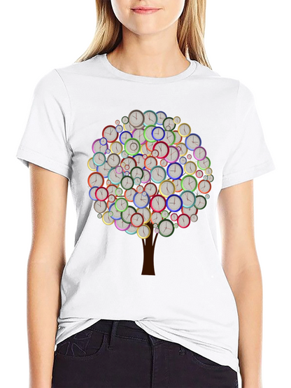 Time Tree Black Graphic Tee - Unique Clock Design