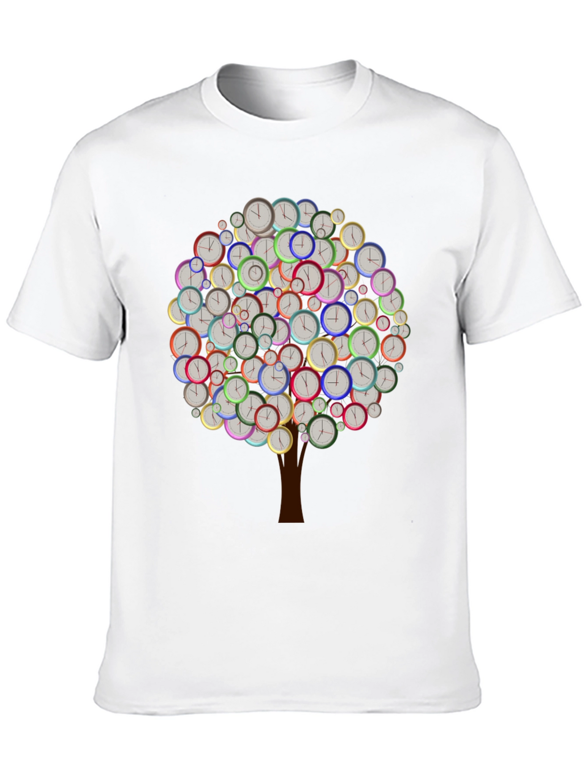 Time Tree Black Graphic Tee - Unique Clock Design