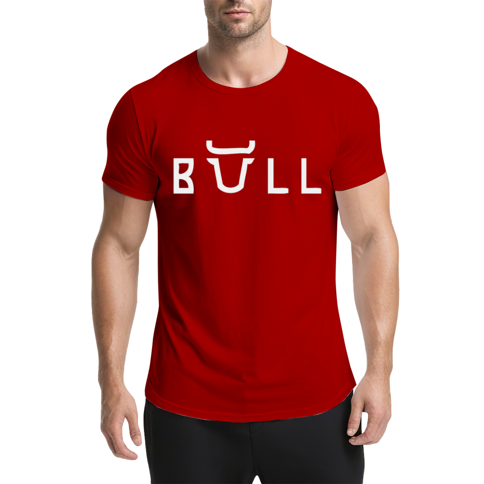 Bull Horn Creative Font Green Graphic Tee, Unique Street Style Heavyweight Shirt
