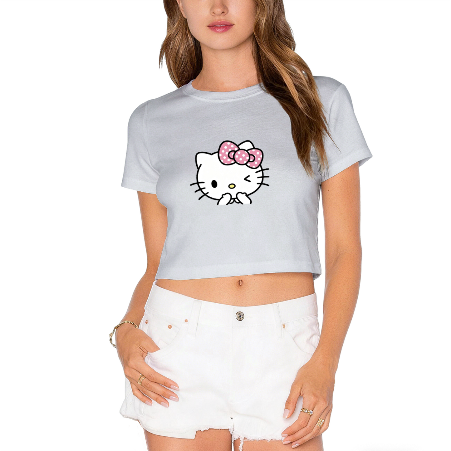 Playful Blushing Minnie Mouse Vintage Crop Tee