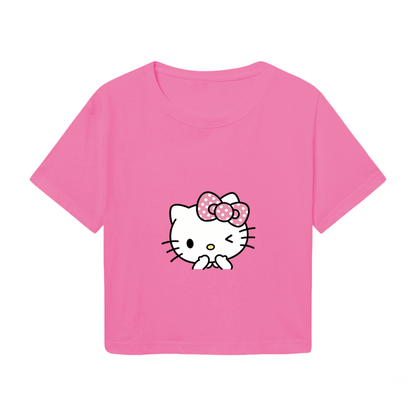 Playful Blushing Minnie Mouse Vintage Crop Tee
