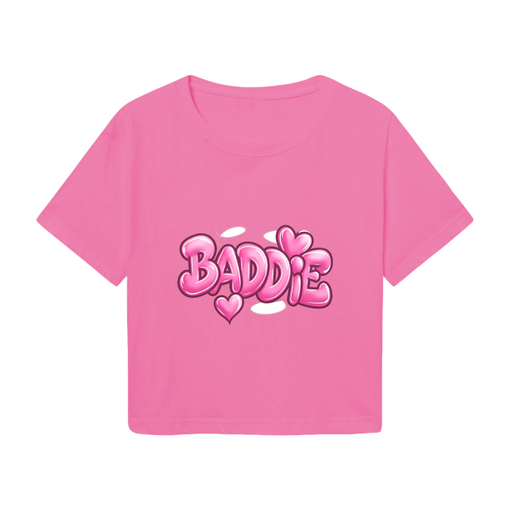 Bubble Graffiti Baddie Heart Hot Pink Y2K  Tee
