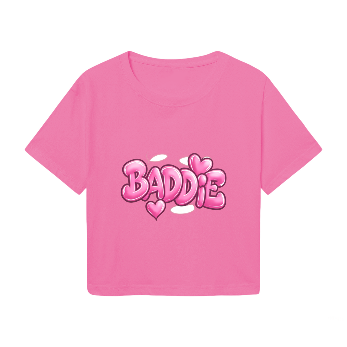 Bubble Graffiti Baddie Heart Hot Pink Y2K  Tee