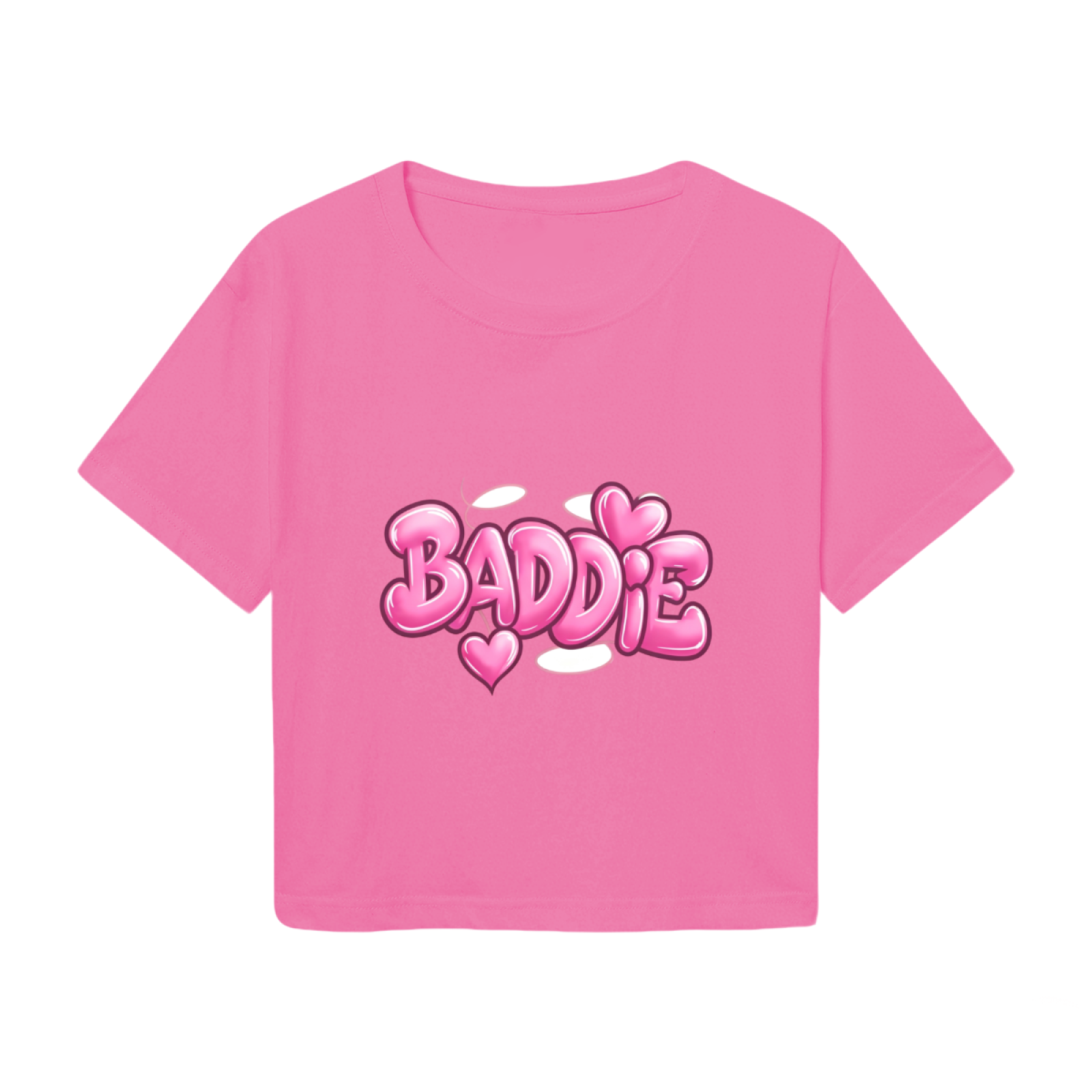 Bubble Graffiti Baddie Heart Hot Pink Y2K  Tee