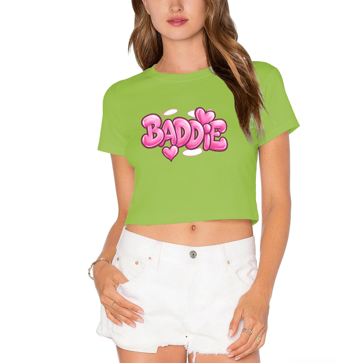 Bubble Graffiti Baddie Heart Hot Pink Y2K  Tee