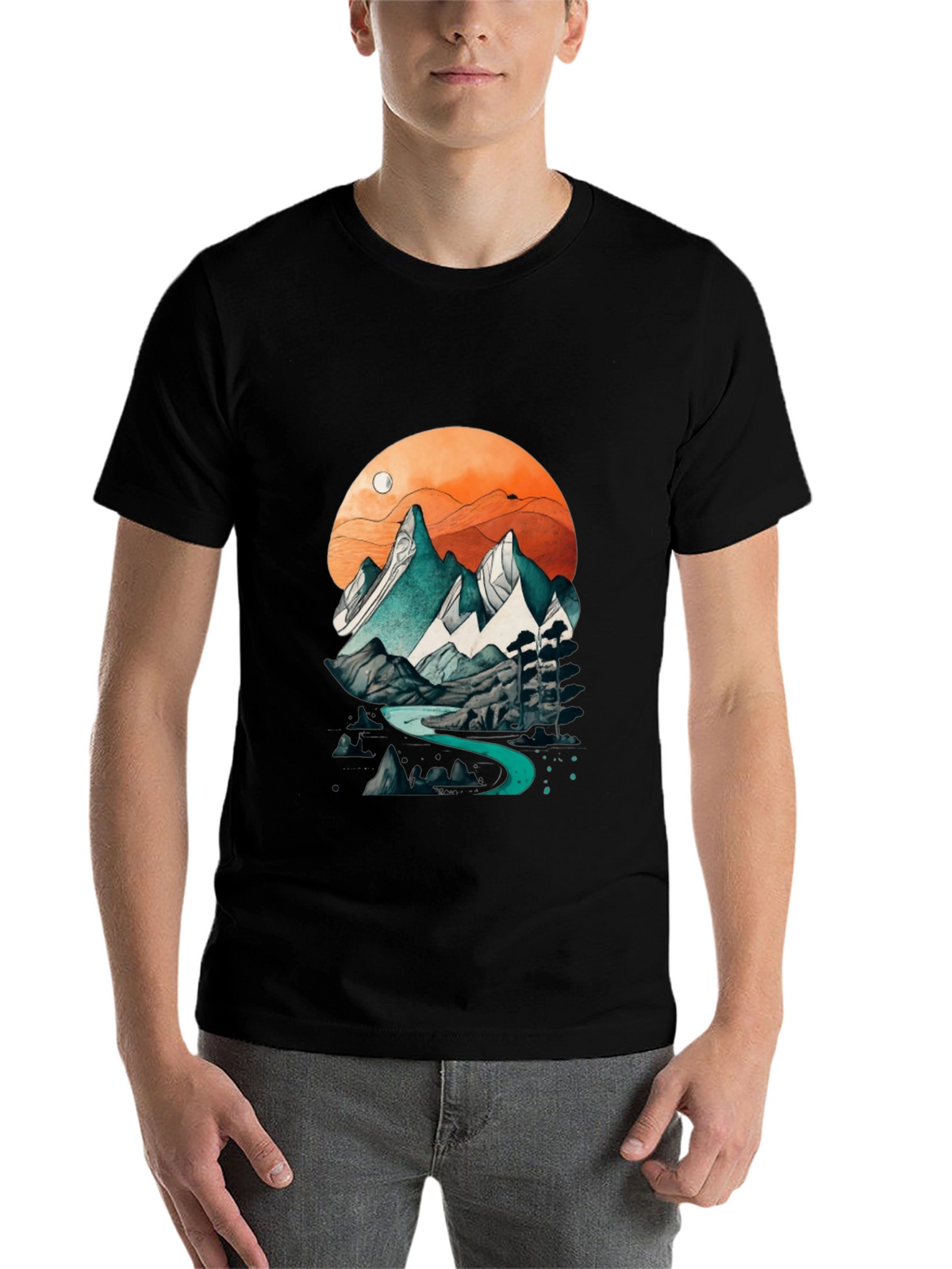 Mountain River Graphic Tee - Nature Inspired Design