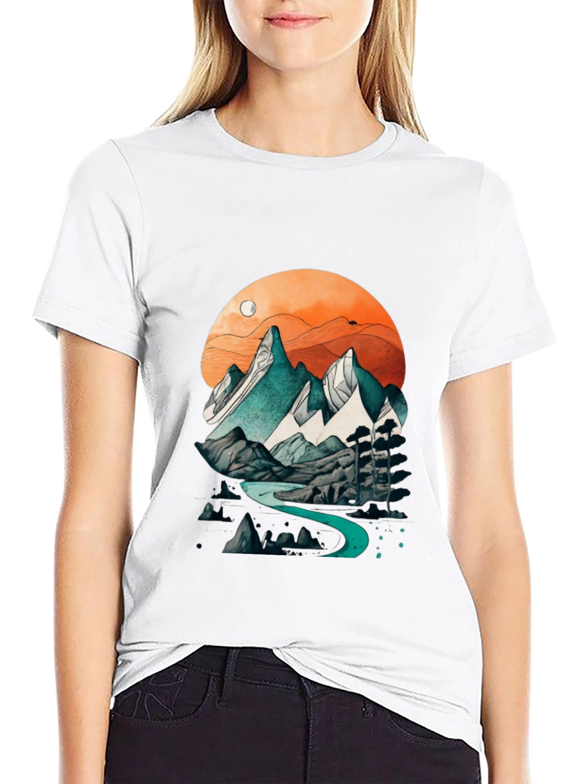 Mountain River Graphic Tee - Nature Inspired Design