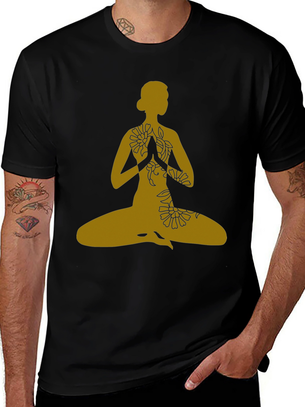Yoga Pose T-Shirt - Black Meditative Graphic Tee