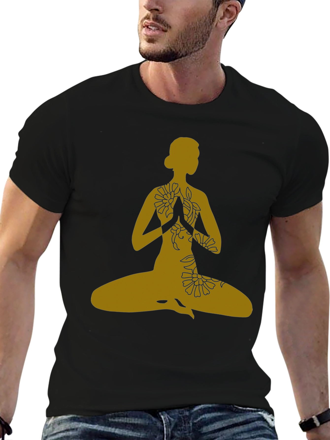 Yoga Pose T-Shirt - Black Meditative Graphic Tee