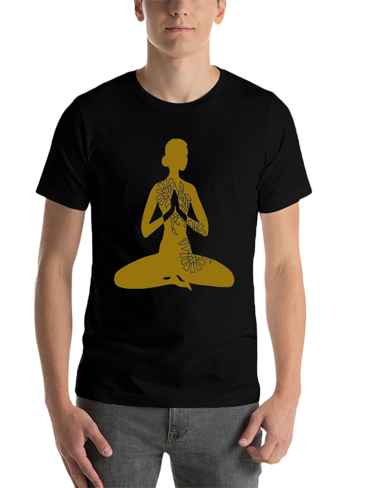 Yoga Pose T-Shirt - Black Meditative Graphic Tee