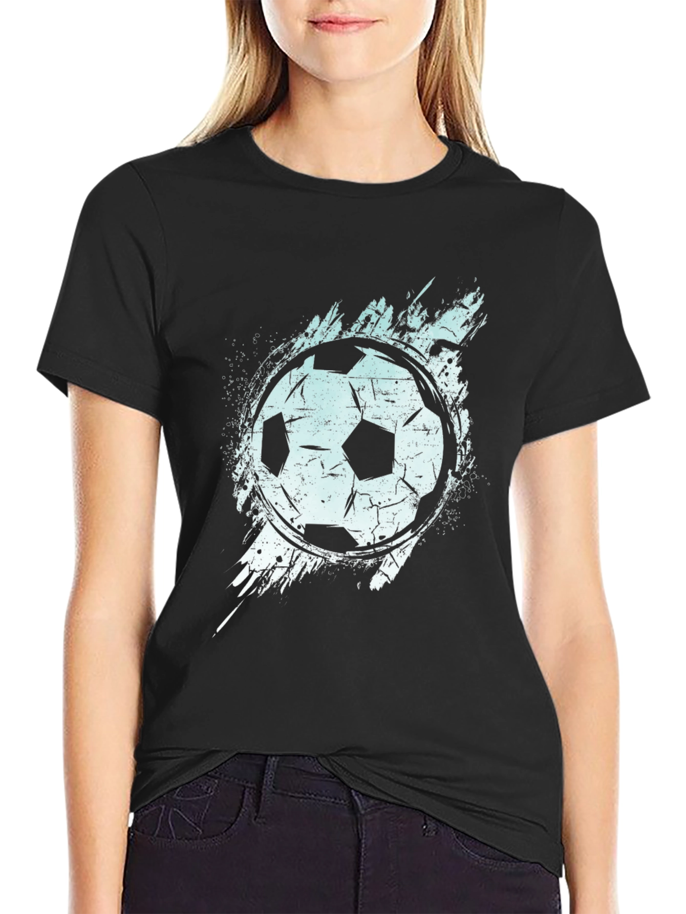 Soccer Ball Graphic T-Shirt - Black