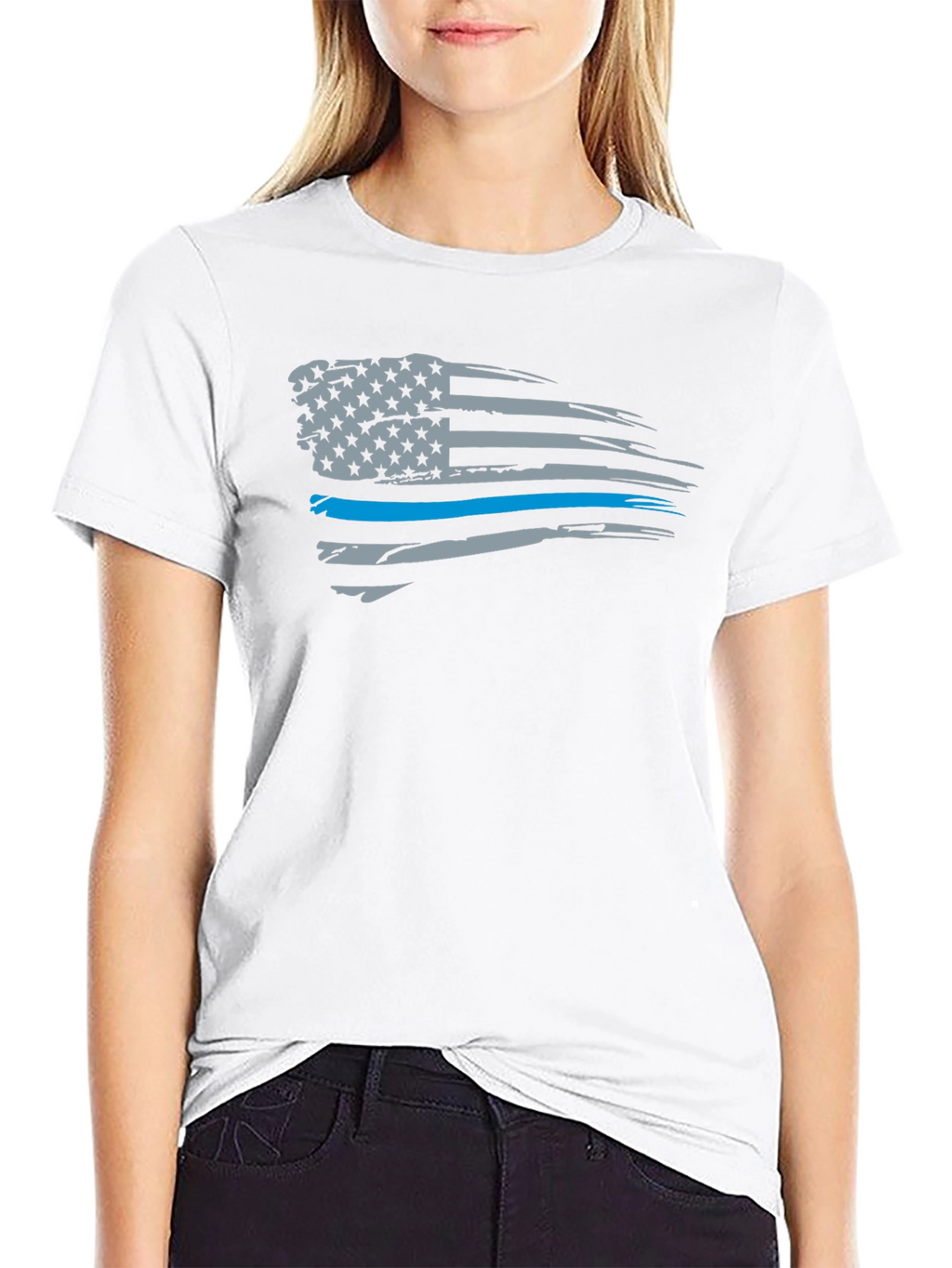 Thin Blue Line American Flag T-Shirt