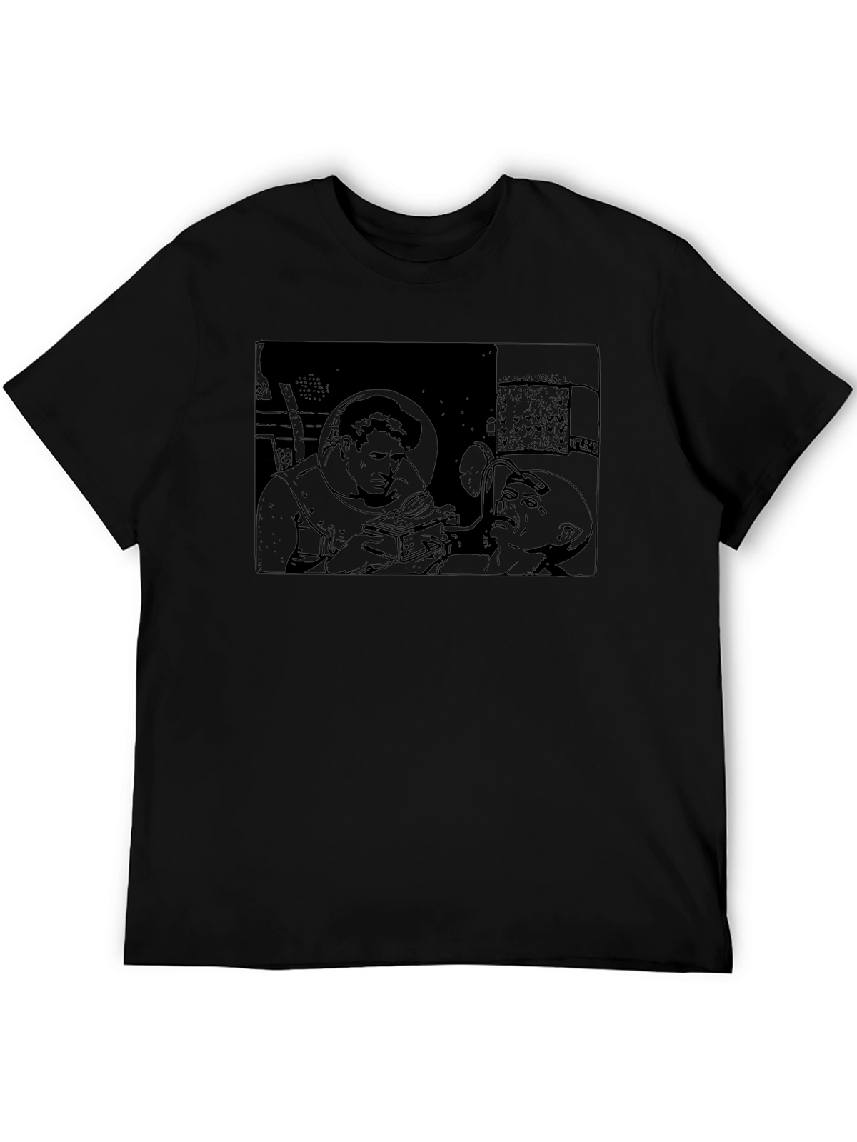 Retro Sci-Fi Graphic Tee - Black