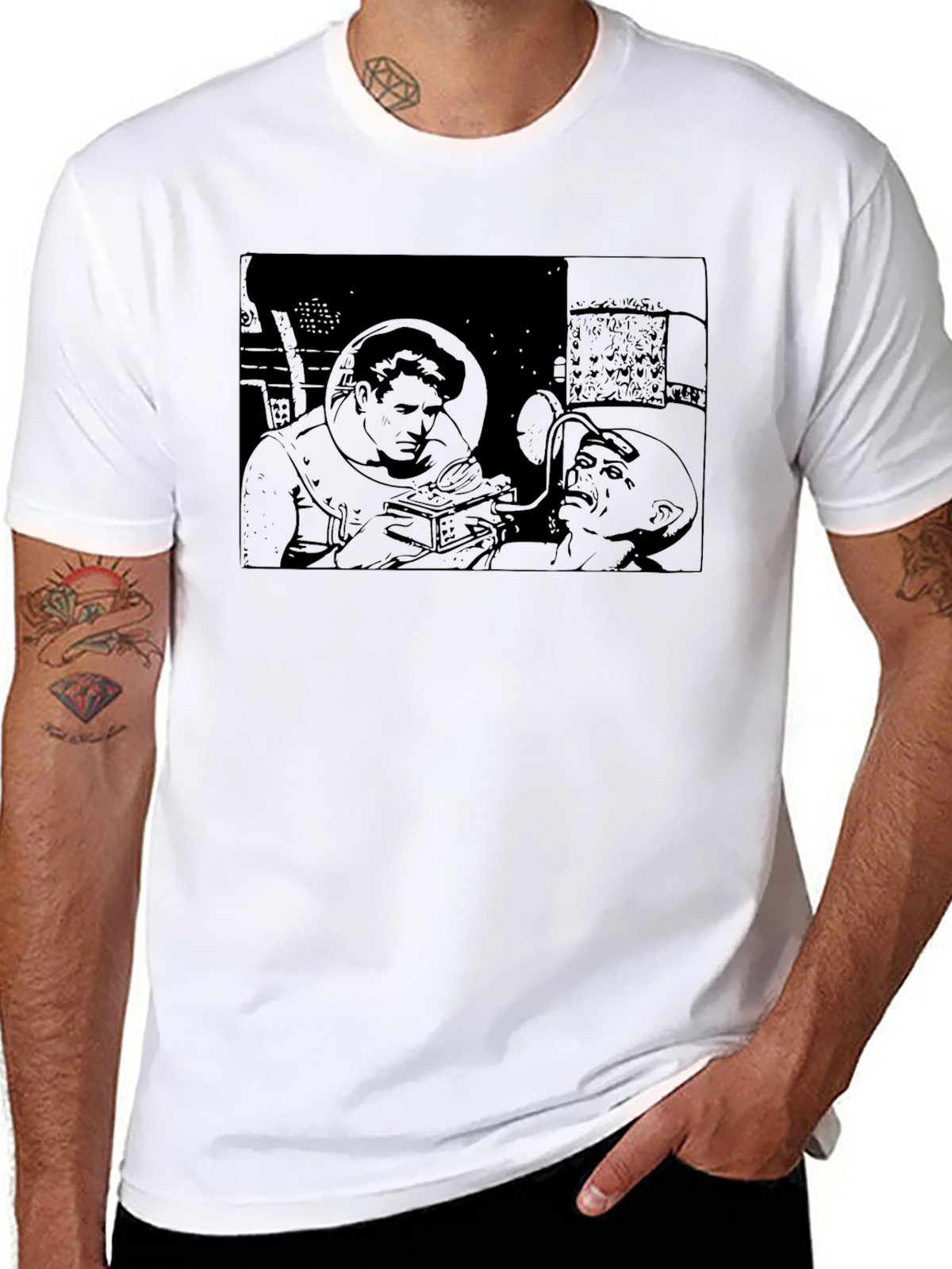 Retro Sci-Fi Graphic Tee - Black