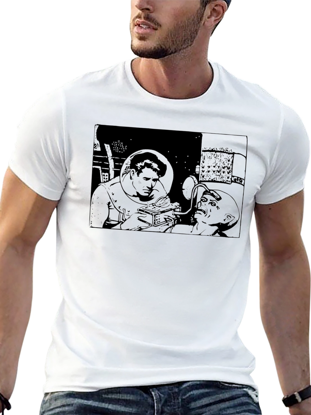 Retro Sci-Fi Graphic Tee - Black