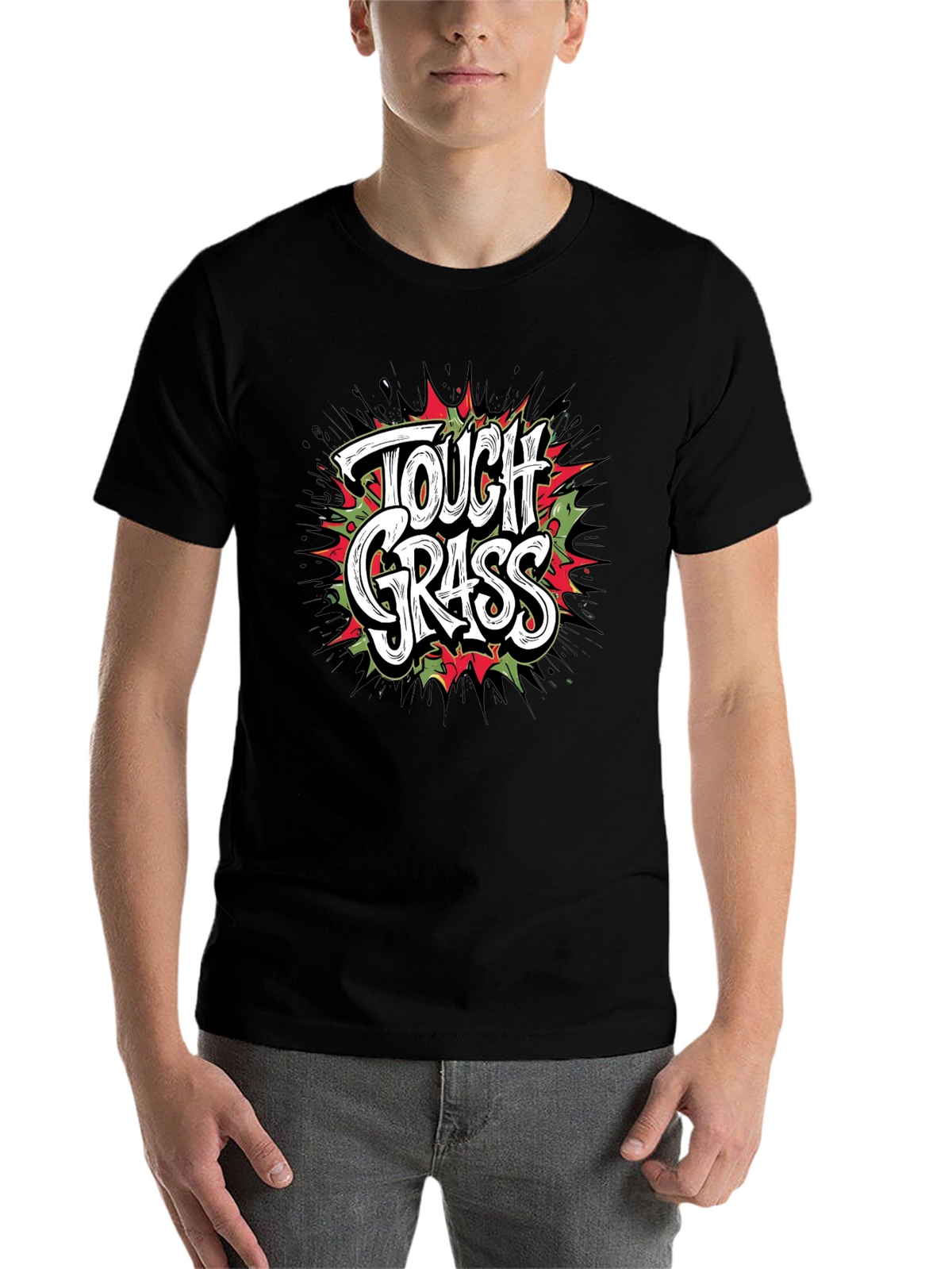 Tough Grass Graphic T-Shirt - Black Crew Neck Tee