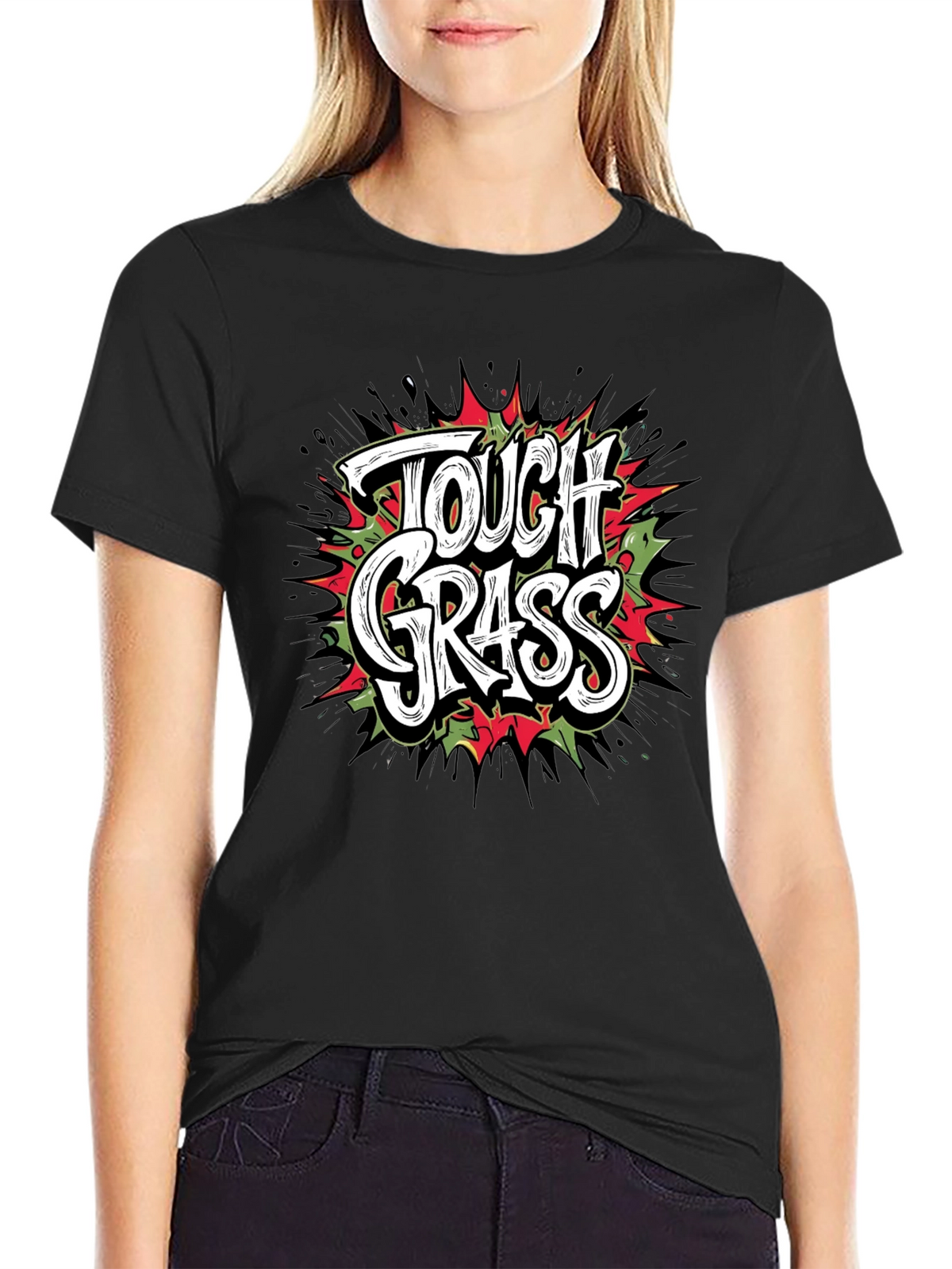 Tough Grass Graphic T-Shirt - Black Crew Neck Tee