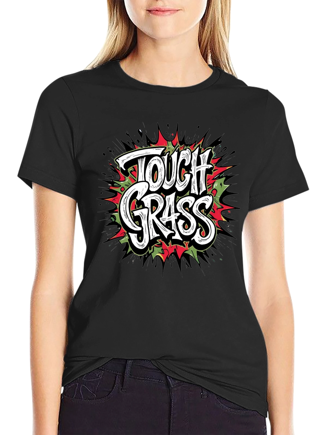 Tough Grass Graphic T-Shirt - Black Crew Neck Tee