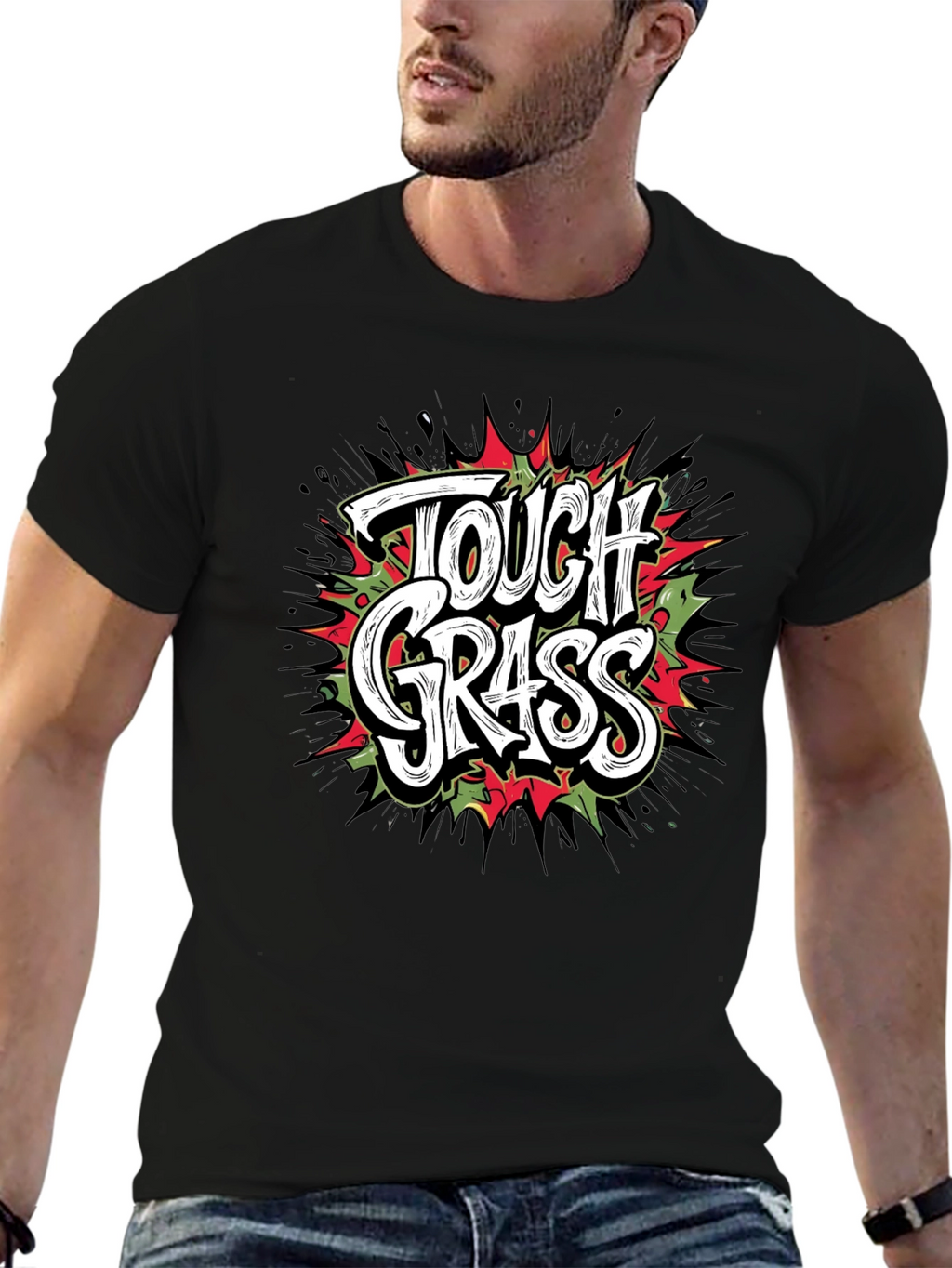 Tough Grass Graphic T-Shirt - Black Crew Neck Tee